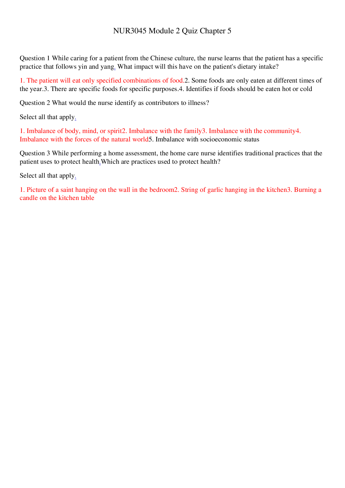 Preview of NUR3045 Module 2 Quiz Chapter 5 (latest) / NUR3045 Module 2 Quiz Chapter 5 (latest)